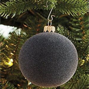 New Ballard Designs dark grey Velvet Ball Ornaments - Set Of 4